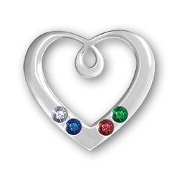Personalized Birthstone Heart Pendant 4 Stones