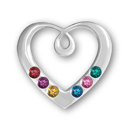 Personalized Birthstone Heart Pendant 6 Stones