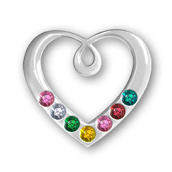 Personalized Birthstone Heart Pendant 7 Stones