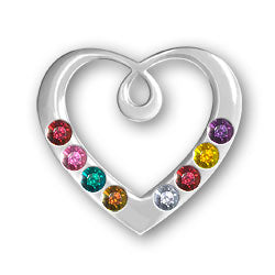 Personalized Birthstone Heart Pendant 8 Stones