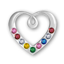 Personalized Birthstone Heart Pendant 9 Stones