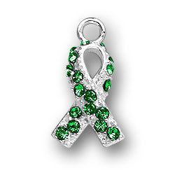 Green Crystal Ribbon Charm