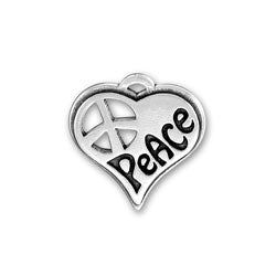 Small Peace Heart Charm