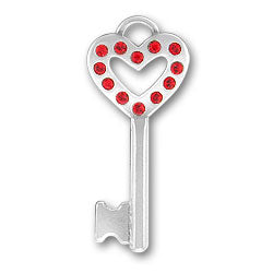 Red Heart Key Charm
