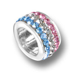 Pink White and Blue Crystal Bead