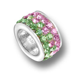 Pink and Peridot Crystal Bead