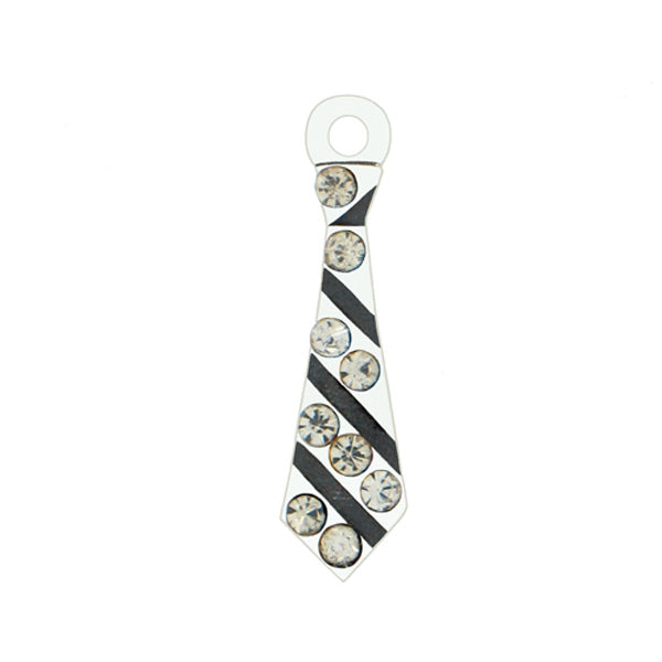 TIE CHARM W/ CLEAR CRYSTALS