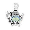 Teapot Charm with Sapphire Bead