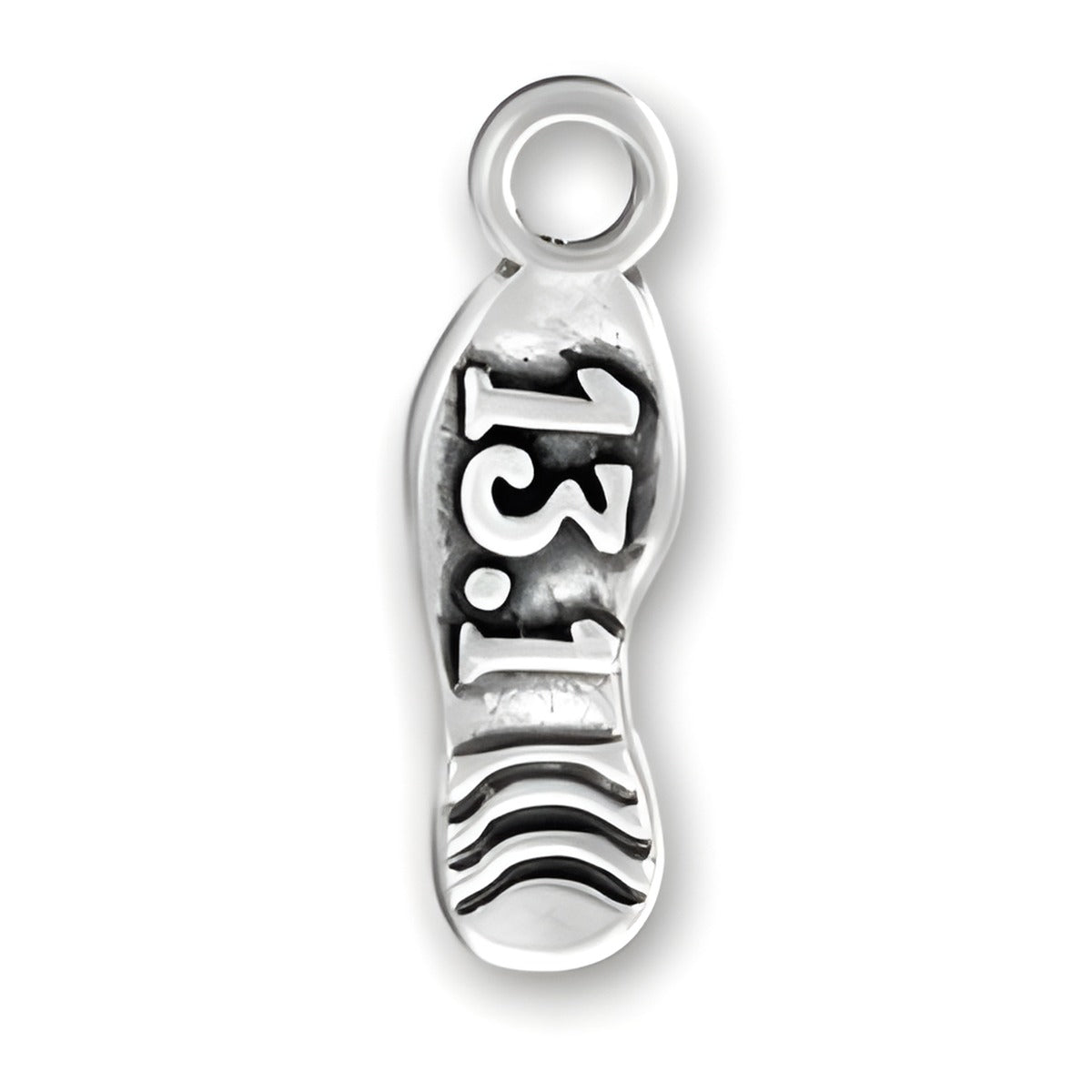Charm Factory 13.1 Half Marathon Shoe Charm, crafted from silver, features a detailed shoe print design.