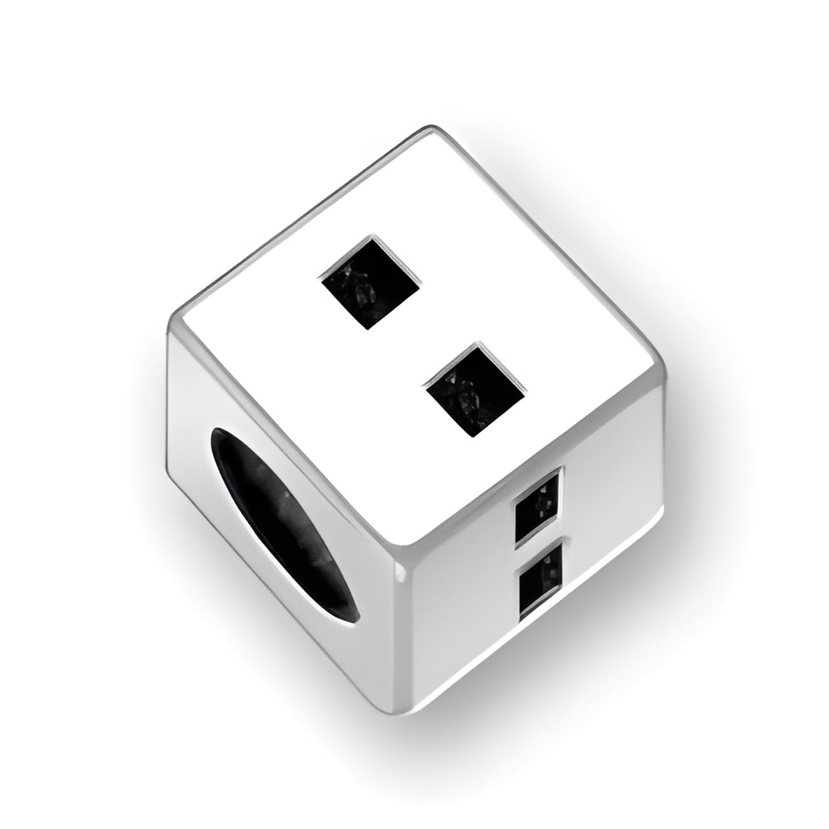 5.5mm Square Letter Block Beads in sterling silver, featuring a colon symbol design with a 4mm hole.
