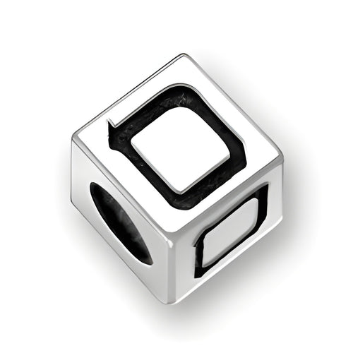 5.5mm square letter block bead in sterling silver, featuring the Hebrew Final Mem design with a 4mm hole.