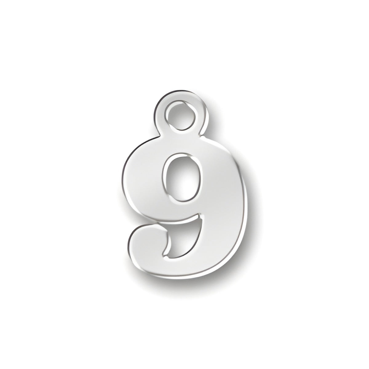 Charm Factory 9 Number Charm, crafted from polished silver, featuring a stylized number 9 design.