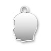 Charm Factory Boy's Profile Charm, made of polished silver, features a silhouette of a boy's head.