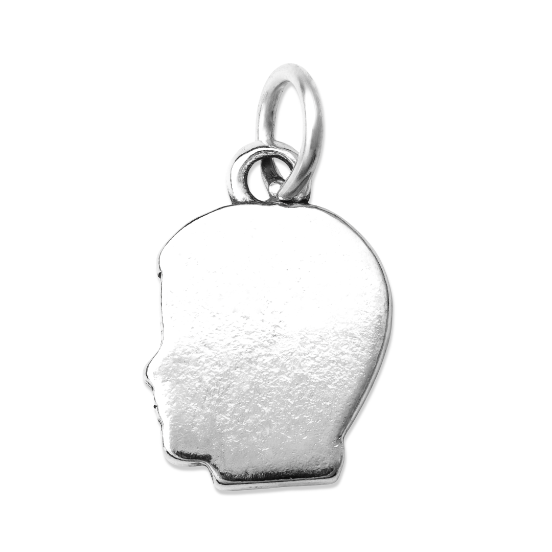 Charm Factory Boy's Profile Charm made of polished silver, featuring a side silhouette of a boy's head.