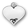 Charm Factory Heart Charm, made of silver, features a smooth heart shape with a decorative swirl design.