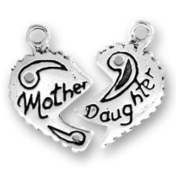 Mother and Daughter Heart Charm