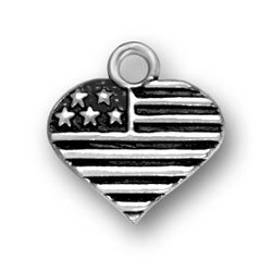 Sterling Silver Heart Shaped American Flag Charm