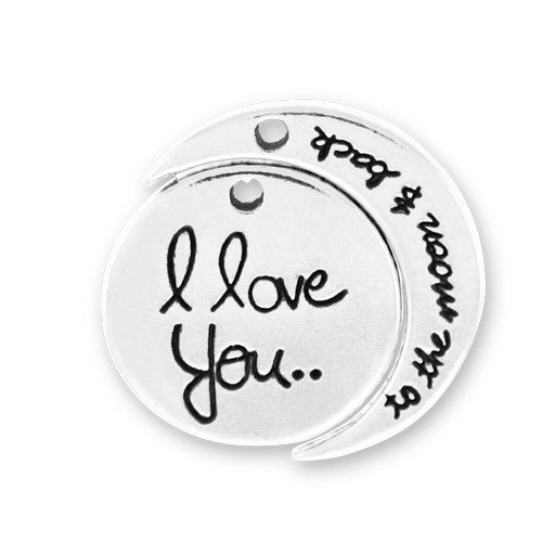 Sterling Silver I Love You to the Moon and Back Charm