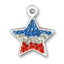 Sterling Silver Red White and Blue Crystal Star Charm