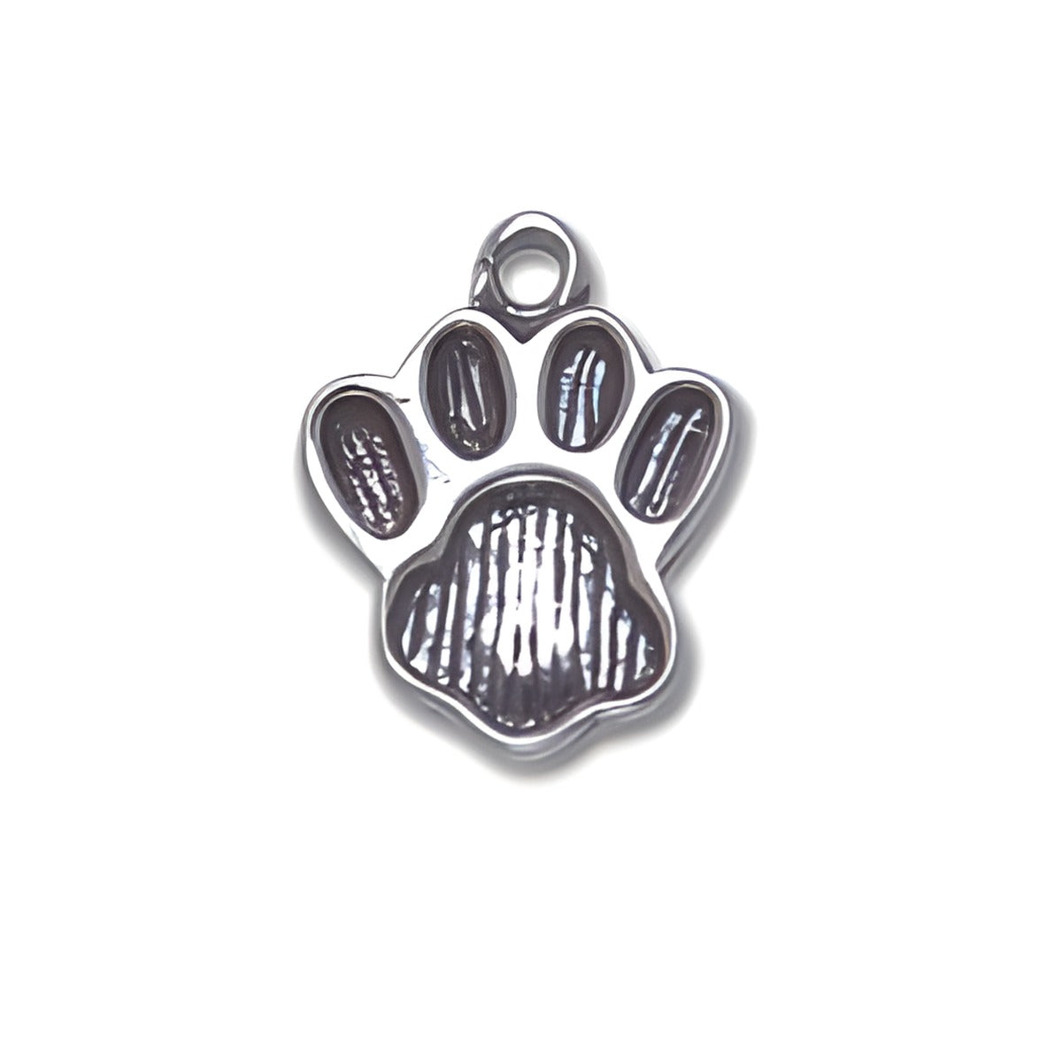 Charm Factory Large Paw Print Charm made of polished metal, featuring detailed paw pad and claw designs.