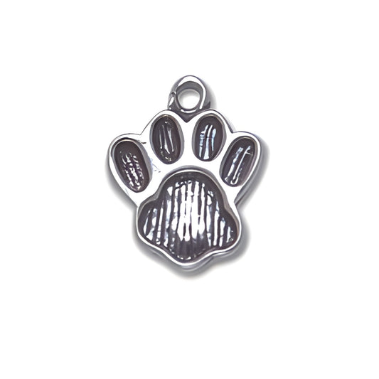 Charm Factory Large Paw Print Charm made of polished metal, featuring detailed paw pad and claw designs.