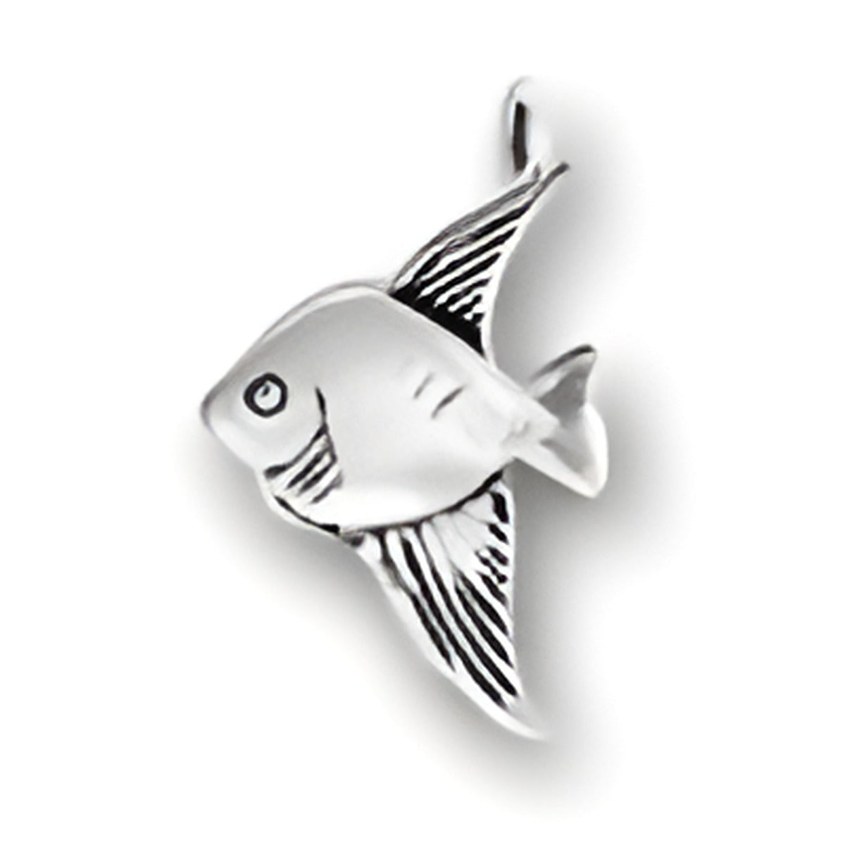 Charm Factory Angelfish Charm made of sterling silver, featuring detailed fins and a sleek body design.