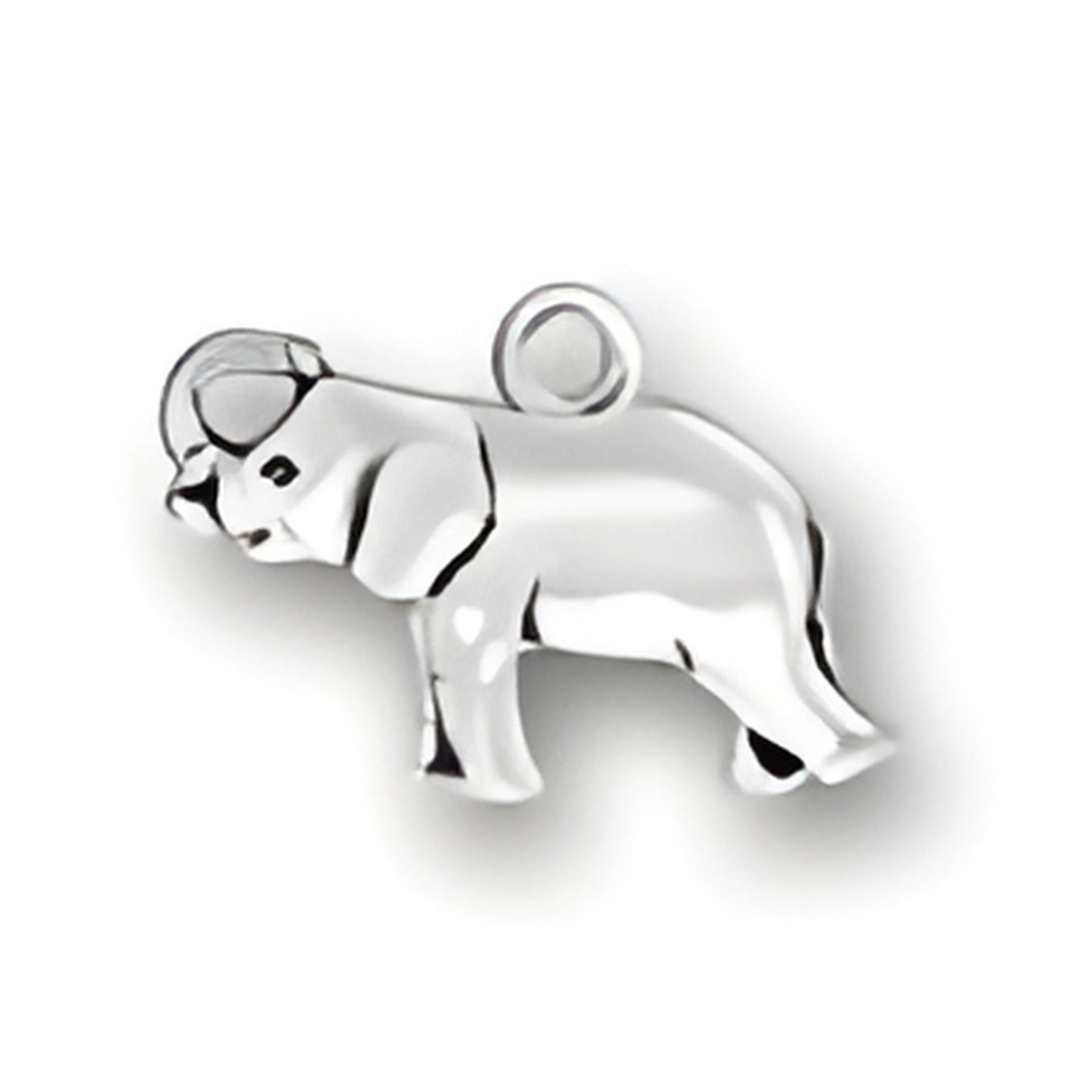 Charm Factory Asian Elephant Charm, crafted from silver, featuring a detailed elephant design with a loop for attachment.