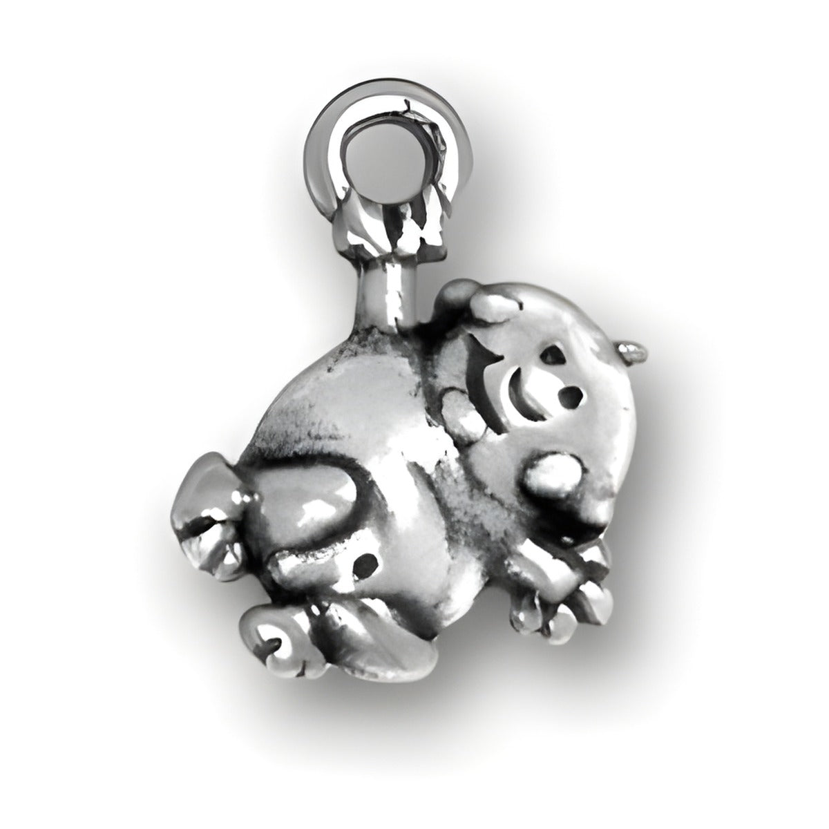 Charm Factory Baby Charm, made of silver, features a smiling baby figure with detailed facial features and limbs.