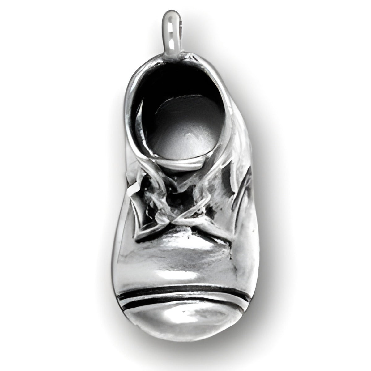 Charm Factory Baby Shoe charm, crafted from silver, featuring detailed laces and a classic sneaker design.
