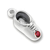 Charm Factory Baby Shoe Charm made of silver with a January Garnet gemstone accent.