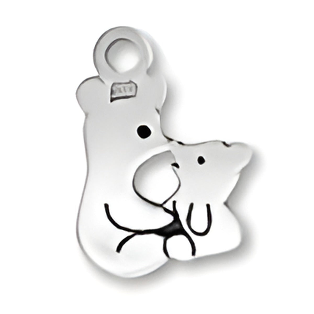 Charm Factory Bear and Cub Charm, crafted from sterling silver, features a bear and its cub in a loving embrace.