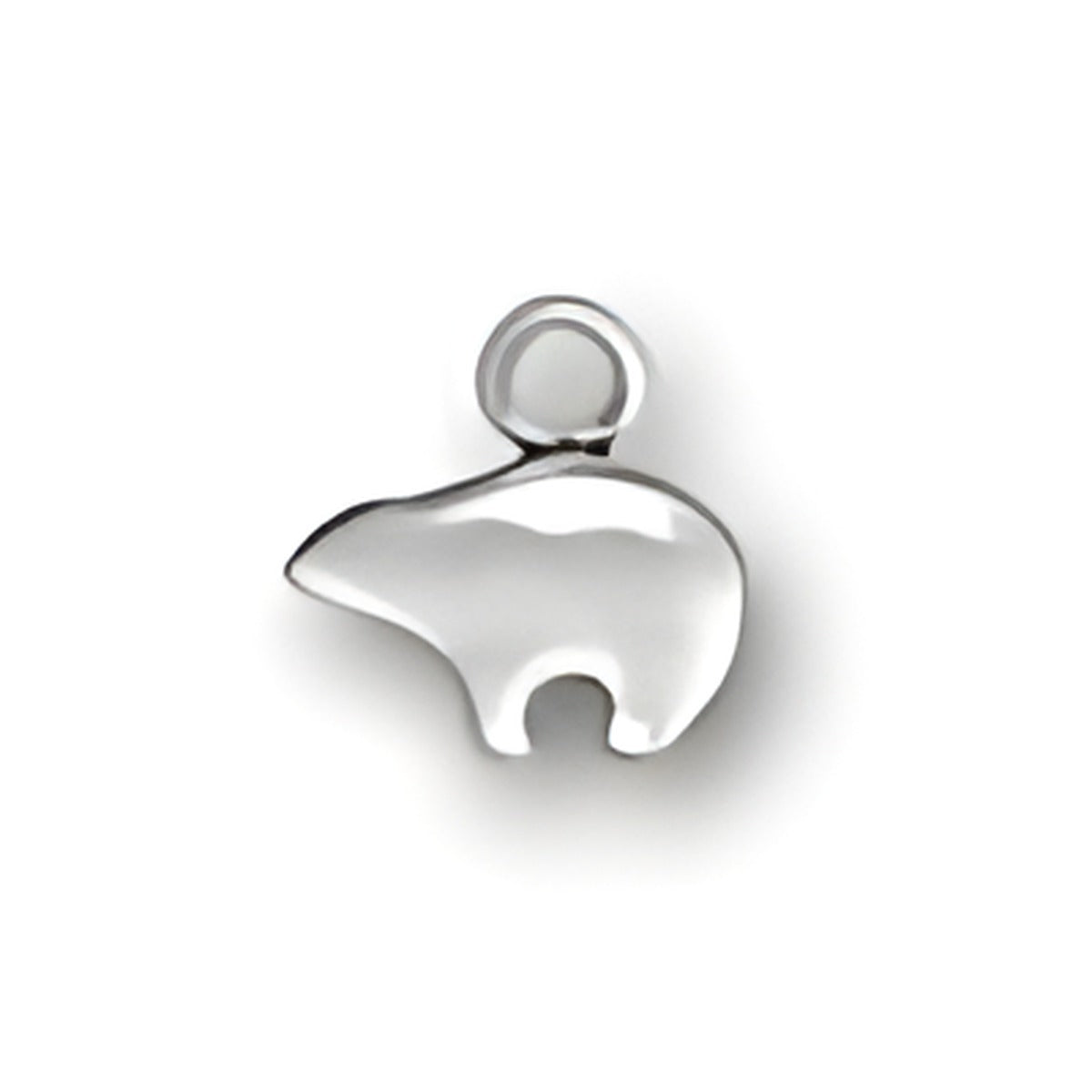 Bear Charm by Charm Factory, made of polished silver, featuring a simple bear silhouette design.