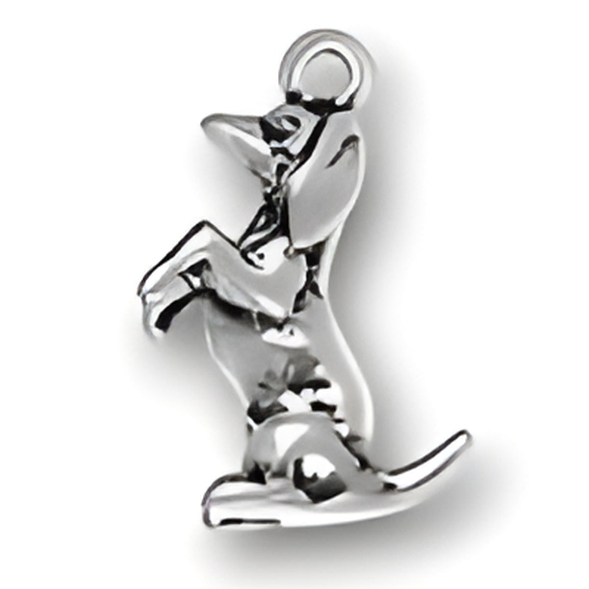 Charm Factory Begging Dog Charm, crafted from silver-toned metal, depicting a dog in a begging pose.
