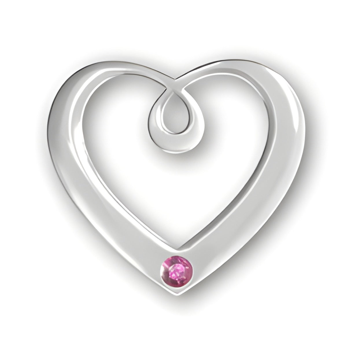 Birthstone Heart Pendant by Charm Factory, made of sterling silver with an October Tourmaline gemstone.