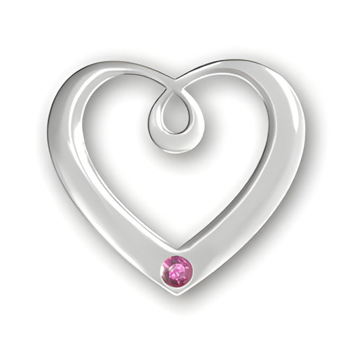 Birthstone Heart Pendant by Charm Factory, made of sterling silver with an October Tourmaline gemstone.