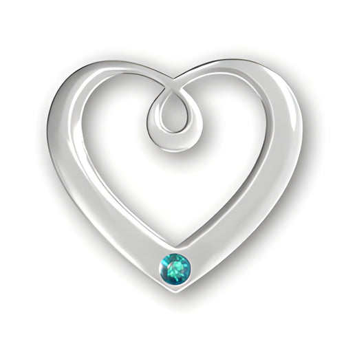 Birthstone Heart Pendant by Charm Factory, made of sterling silver, featuring a December Zircon gemstone.