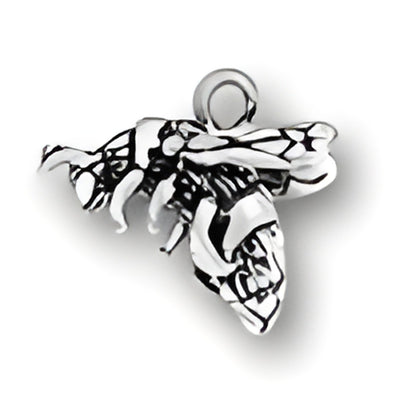 Charm Factory Bumble Bee Charm made of sterling silver, featuring intricate detailing and a loop for attachment.
