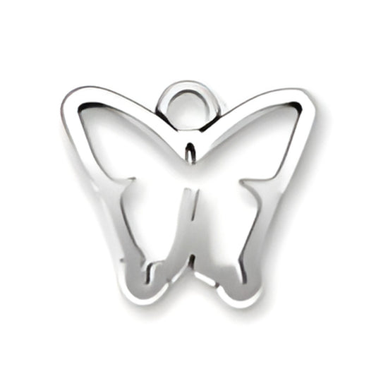 Butterfly Cut Out Charm by Charm Factory, made of shiny silver-tone metal, featuring a delicate butterfly design.
