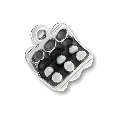Carton of Eggs Charm made of sterling silver, featuring a detailed design with six egg compartments.