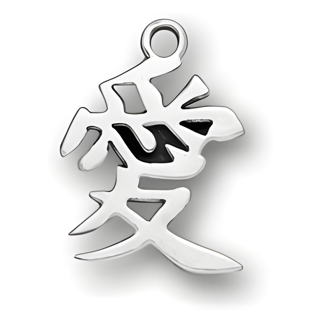 Charm Factory Chinese Character for Love Charm, crafted from polished silver, featuring intricate design.