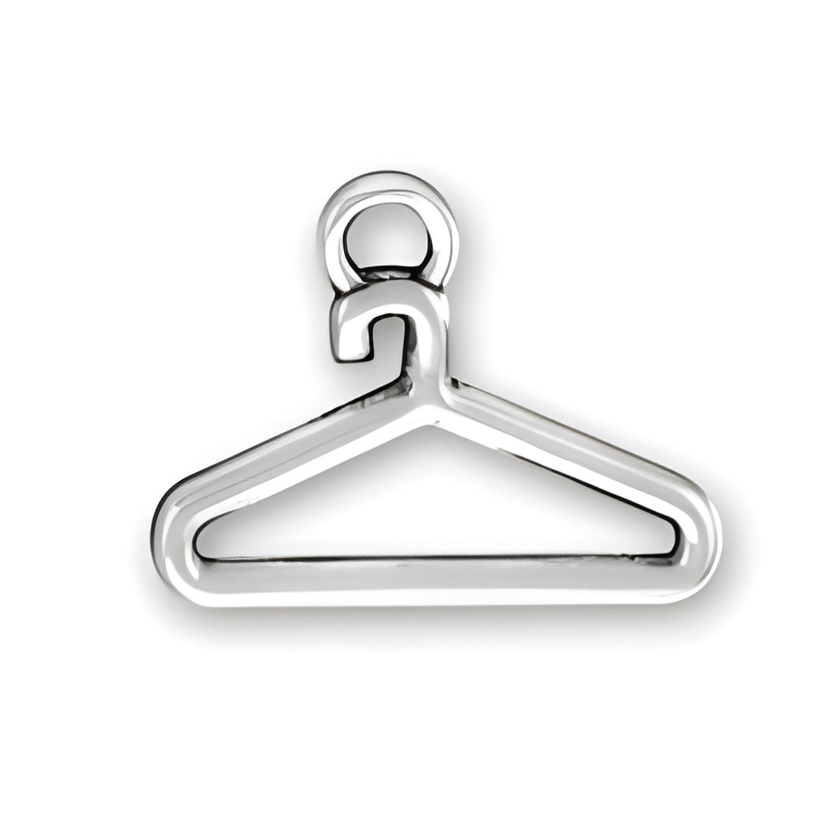 Clothes Hanger Charm made of sterling silver, featuring a simple and sleek design with a loop for attachment.