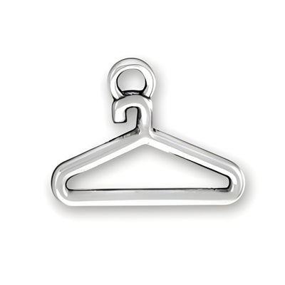 Clothes Hanger Charm made of sterling silver, featuring a simple and sleek design with a loop for attachment.
