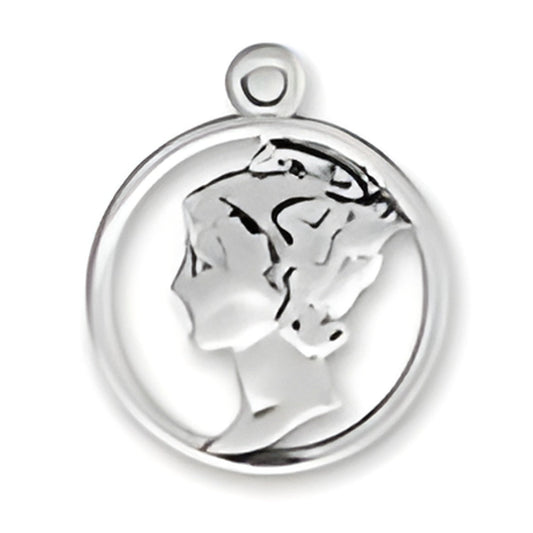 Cutout Mercury Head Dime Charm Alt view.