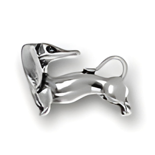 Charm Factory Dachshund Charm, crafted from polished silver, depicting a playful dachshund in a detailed design.