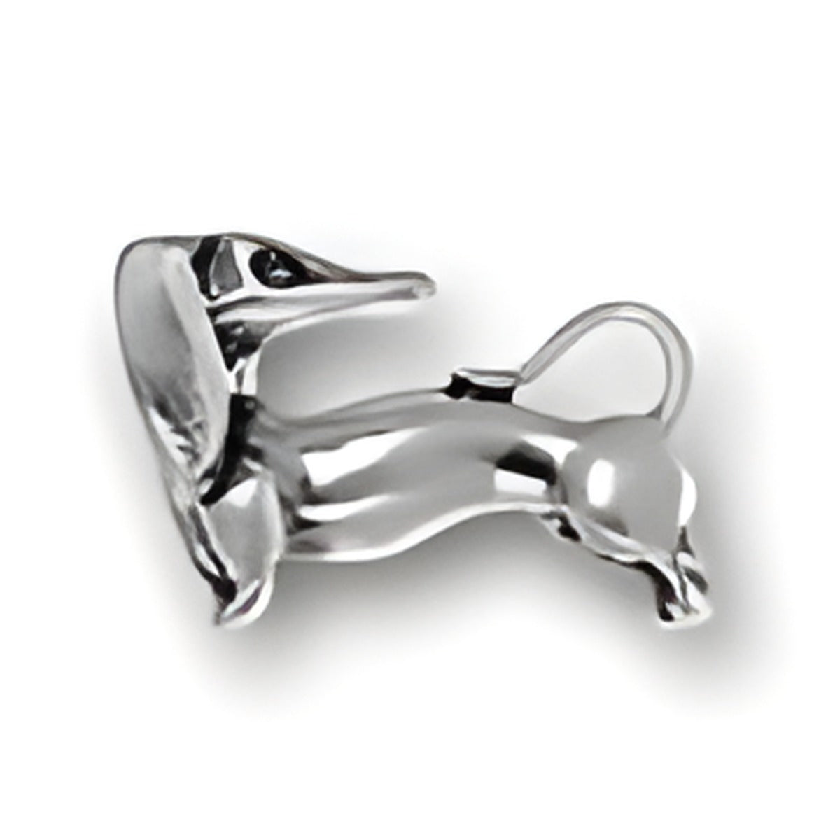 Charm Factory Dachshund Charm, crafted from polished silver, depicting a playful dachshund in a detailed design.