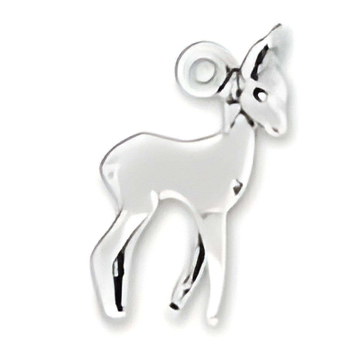 Charm Factory Deer Charm made of polished silver, featuring a detailed, standing deer design.