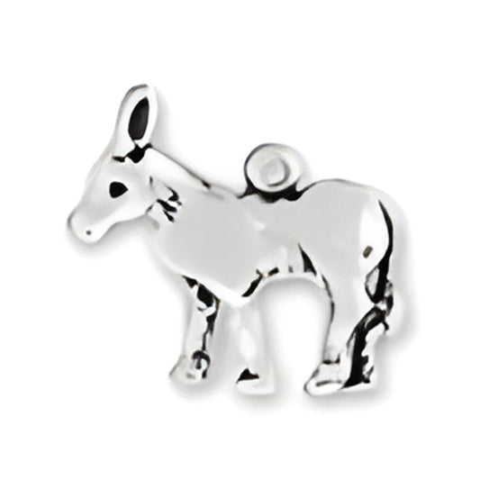 Charm Factory Donkey Charm, crafted from shiny silver metal, featuring a detailed donkey design with a loop for attachment.