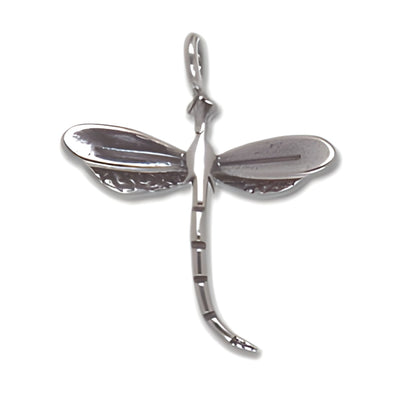 Charm Factory Dragonfly Charm made of polished silver, featuring detailed wings and a slender body design.
