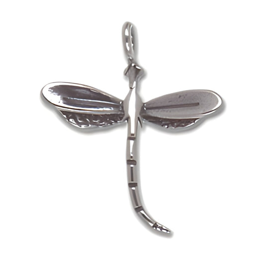 Charm Factory Dragonfly Charm made of polished silver, featuring detailed wings and a slender body design.