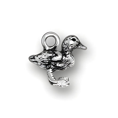 Duckling Charm by Charm Factory, crafted from sterling silver, featuring detailed design of a duckling in a playful pose.
